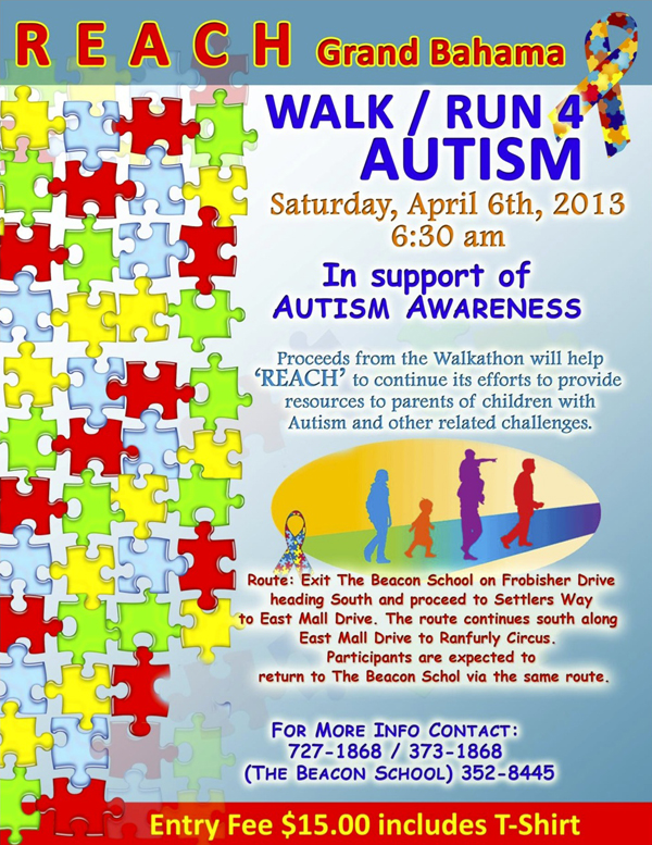 thebahamasweekly com autism awareness month activities for grand autism walk flyer