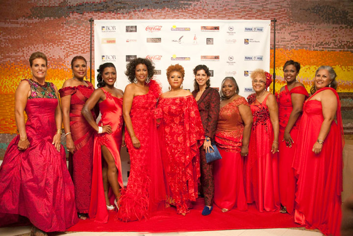 ladies in red dresses