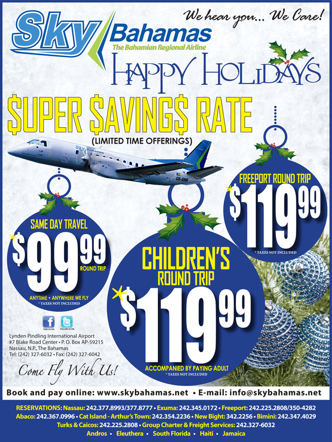 Happy Holidays from SkyBahamas Airlines SkyBahamas Super Saving Rates